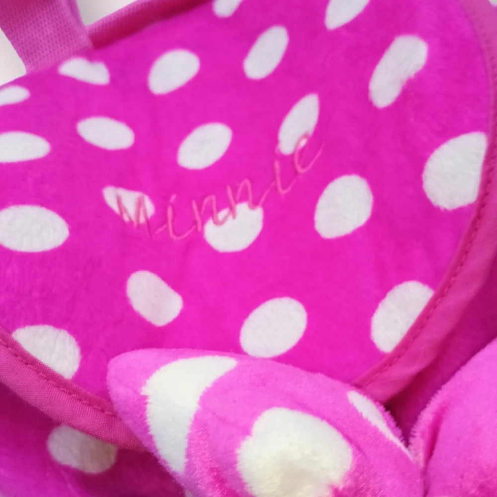 *Like New* Minnie Mouse Plush Pink White Polka Dot Knapsack Back Pack